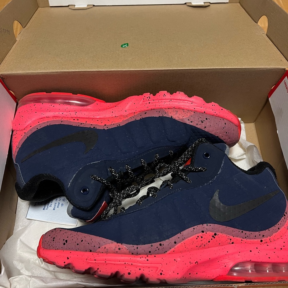 Nike Air Max Invigor Mid Obsidian Blue Solar Red Pink 858654-401 S 9,5